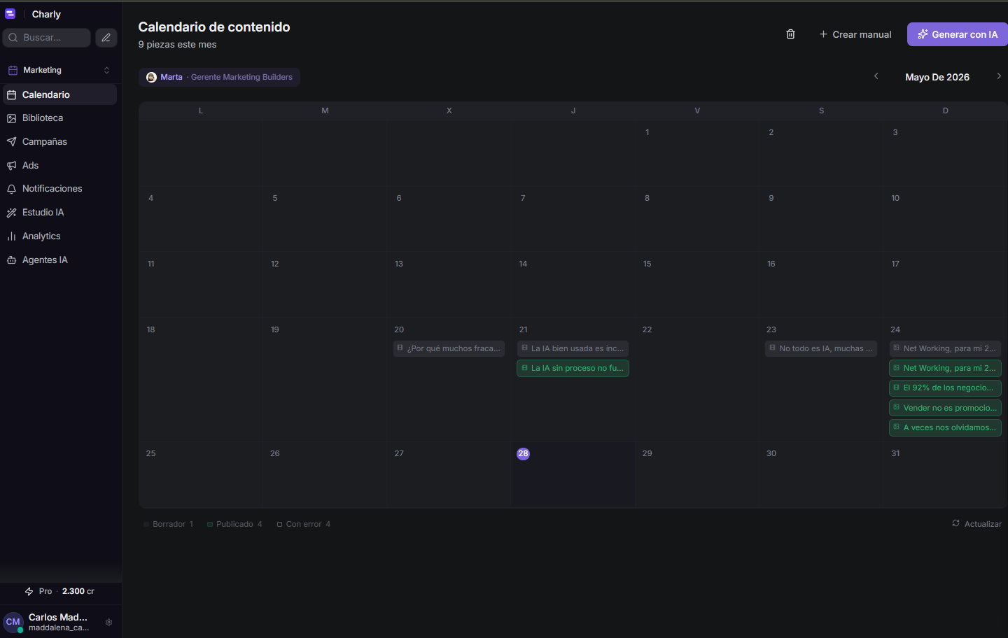 BESEL — Calendario de contenido con IA